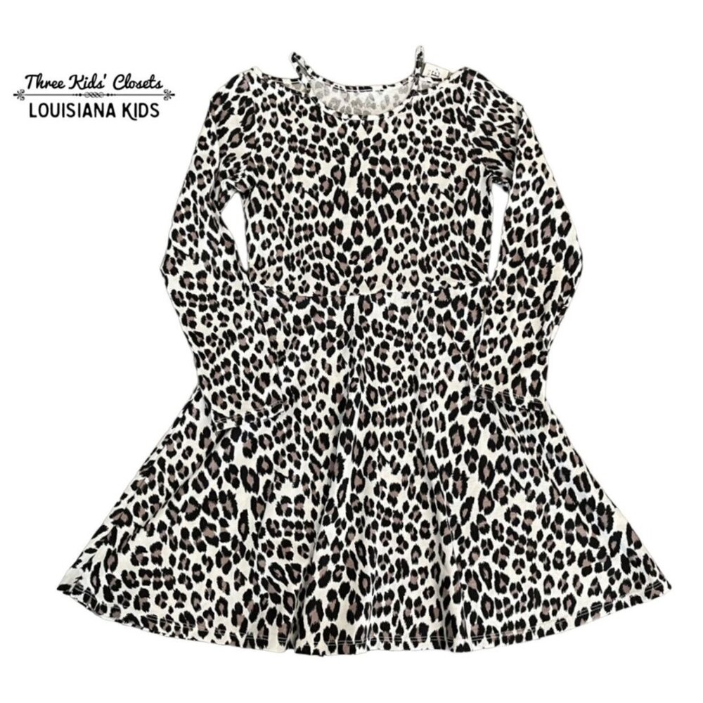 NEW Children's Place M (7/8) Leopard Cold Shoulder Dress - Picture 1 of 5